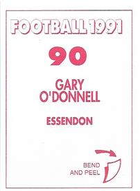 1991 Select AFL Stickers #90 Gary O'Donnell Back